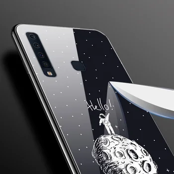 Samsung Galaxy A9 2018 Atveju Grūdintas Stiklas Planetos Ploto Stiklo Atgal Padengti Atveju 