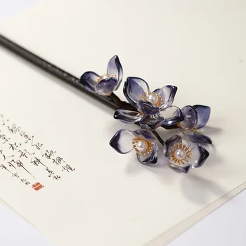 Sandalmedžio Gėlių Formos Kietas Įrašus, Rankų Darbo Apvynioti Mediniai Plaukų Šakės Virbai Retro Kinijos Hanfu Suknelė, Šukuosena Headpieces