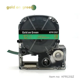 Satino Kaspinu 12mm*5m gold dėl žalios etiketės, juostos SFR12GZ LA-4GKK dovanų vestuvių Kalėdinis vakarėlis, epson spausdintuvo LW300 LW400