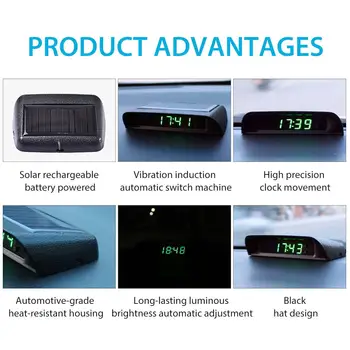 Saulės Automobilių Skaitmeninis Laikrodis, Smart Naktį, Šviesos, Skaitmeninis Laikrodis-Žadintuvas Aukštai Temperatūrai Atsparios Su Apšvietimu Saulės Šviesos Ekranas