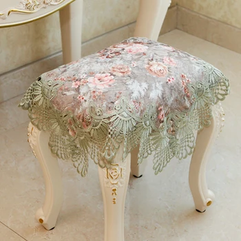 SBB Europos stiliaus aukštos kokybės nėriniai apima gėlių spausdinti Išsiuvinėti fortepijono taburetės tualetinis staliukas, Kėdė papuošti universalus dangtelis