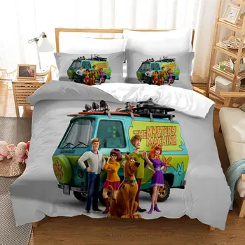 Scooby Doo Šuo 3D Animaciją Spausdinti Patalynės Komplektas Minkšta Antklodė / Šalikas Dangtelis su Užvalkalai Lova, Patalynė Vaikams, Vaikams, Suaugusiems
