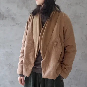 SCUWLINEN 2020 m. Rudens Žiemos Striukė Moterims Tirštėti Šiltas Trumpas Medvilnės-paminkštintas Japonija Stiliaus Parko Viršutiniai drabužiai P127