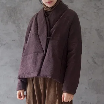 SCUWLINEN 2020 m. Rudens Žiemos Striukė Moterims Tirštėti Šiltas Trumpas Medvilnės-paminkštintas Japonija Stiliaus Parko Viršutiniai drabužiai P127