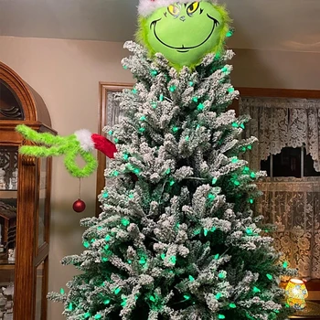 SDLAJOLLA Furry Žalia Grinch Rankos Papuošalas Turėtojas Kalėdų Eglutės papuošalus Grinch Rankos Galvos Grinch Santa Kalėdų Namuose Šalis