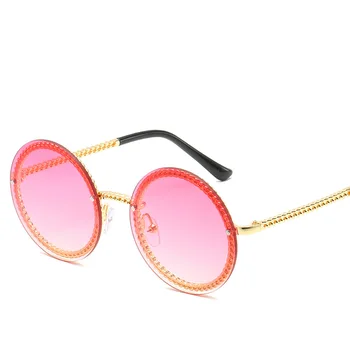 Seksualus Mados Metalo Akiniai nuo saulės Moterims Prekės ženklo Dizaineris Prabangius Pink Lady Kelionės Klasikinis Retro Vyrų Taškus Veidrodėliai Saulės akiniai UV400