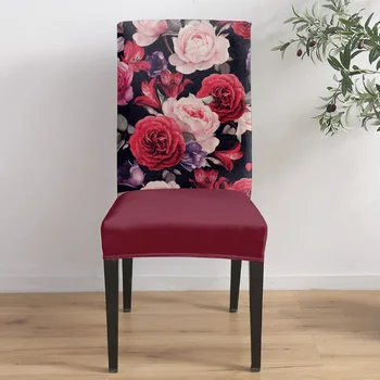 Senovinių Rožių Gėlių Biuro Kėdė Padengti Spandex Kėdė Padengti Elastinga Spausdinimo Home Hotel Vestuvių Valgomojo Kėdės Apima