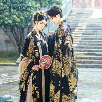 Senovės Rytų Drabužių Porų Juoda Hanfu Rinkiniai Tradicinės Kinų Stiliaus Fancy Dress Vyrų, Moterų, Cosplay Kostiumai Helovinas