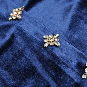SEQINYY Blue Velvet Dress 2020 M. Rudens Žiemos Naujas Mados Dizaino Moterų China Ilgai Žibintų Rankovės Kristalų Aukštos Kokybės Vidurio Suknelė