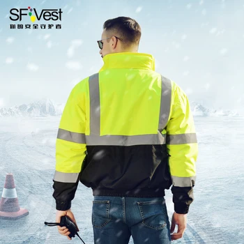 SFVest Vyrų atspindinti didelio matomumo saugos šilumos žiemą darbo drabužiai Poliesterių melstis-surištos vata šiltos žiemos striukė