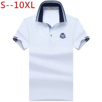 SHABIQI 2019 Prekės Mens Polo Marškinėliai Medvilnės trumpomis Rankovėmis Marškinėliai Vyrams Camisa Polo Homme Klasikinis Atsitiktinis Dydis 6XL 7XL 8XL 9XL 10XL
