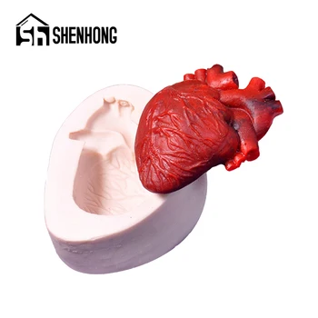 SHENHONG 3D Helovinas Širdies Formos Šokolado Desertas Pelėsių Guma Cukraus Pasta Amatų Silikono Minkštas Pyragas Pelėsių Dekoravimo Įrankiai