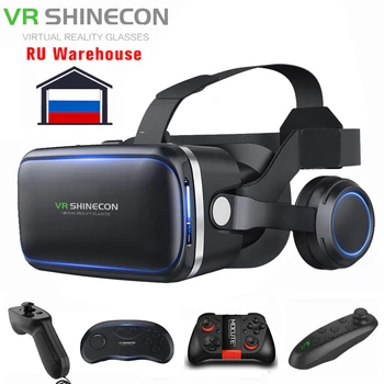 Shinecon 6.0 3D VR Virtualios Realybės Akiniai Casque 3 D Akiniai laisvų Rankų įranga Šalmas Dėžutė Su Gamepad 
