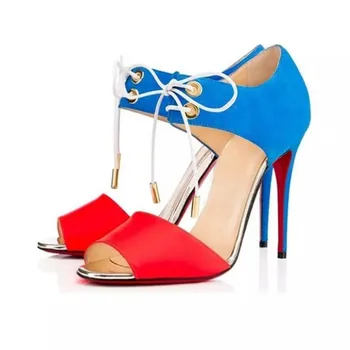 SHOFOO batai,Naujovė, madingų moterų batai, įvairiaspalvis derinys, apie 12 cm aukščio kulnas basutės, moteriški sandalai. DYDIS:34-45