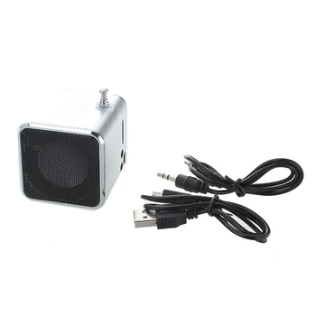 Sidabro 3.5 mm Mini Nešiojamąjį Muzikos Leistuvą Garsiakalbis FM Radijas USB Micro SD TF Kortelė