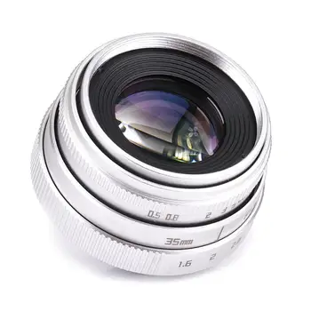 Sidabro Mini 35mm f/1.6 APS-C VAIZDO Objektyvas+adapteris žiedas+2 Makro Žiedas Canon EF-M EOSM Mirroless Kamera M1/M3/M5