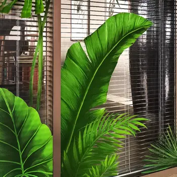 Sielovados Žalieji Augalai Palieka Balkono Stiklo Lipdukai, Durų, Sienų Lipdukai Vonios Lango Apdailos Grotelės 3D tapetų