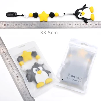 Silikono Kramtyti Pingvinas Žindukas Įrašą Baby Carrier, Žaislai BPA Free Trumpos Grandinės Pakabukas Silikono Granulių Saugos Turėtojas Priedų