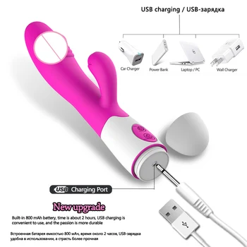 Silikono Rabbit Vibratorius Dildo G Spot Pūlingas Masažas USB Mokestis Klitorio Stimuliatorius Moterų Masturbator Sekso Žaislas Moterims Seksas