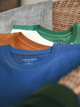 SIMWOOD 2021 m. Vasarą Naujų 240g Storo Audinio marškinėliai Vyrams vientisos Spalvos laisvo Stiliaus Plius 