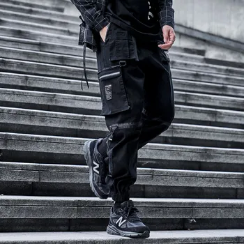 SingleRoad Mens Krovinių Kelnės Vyrams Mados 2020 Juodos Spalvos Šonines Kišenes Poilsiu Hip-Hop Harajuku Japonijos Streetwear Kelnės Kelnės Vyrams