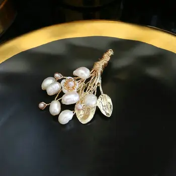 SINZRY elegantiškas Naujas vario rankų darbo natūralių gėlavandenių perlų gėlių lady sagė pin kūrybos originalaus dizaino sagės papuošalai