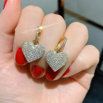 SINZRY hotsale AAA kubinis cirkonis mikro nutiesti širdies formos elegantiškas lašas auskarai moterims saldus papuošalai dovana
