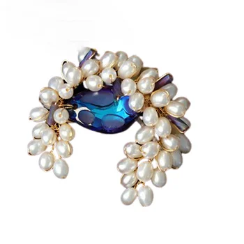 SINZRY kūrybos rankų darbo papuošalai natūralių gėlavandenių perlų kristalų elegantiškas megztinis sagės pin moterų mados juvelyrika