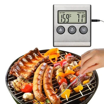 Skaitmeninis Orkaitės Termometras Virtuvės Maisto Mėsos Kepimo GRILIS Zondas Termometras Su Laikmatis Vandens Pieno Temperatūros Signalo Garso Įrankiai