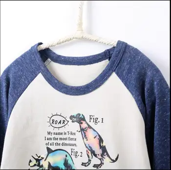 Skatinimo 2-7 metų Berniukų marškinėliai Vaikams Tees Berniuko, prekės ženklo t marškinėliai Vaikams tees ilgomis Rankovėmis Medvilnė, mielas dinozauras marškinėliai