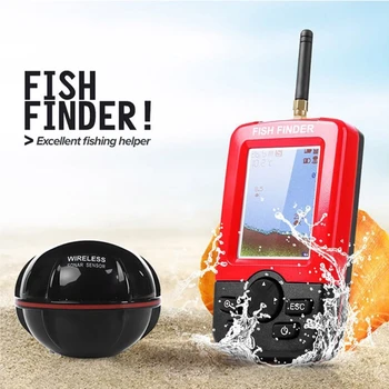 Smart Nešiojamų Gylis Žuvų Ieškiklis su 100M Belaidžio Echolotai Jutiklis Aido geresnį LCD Fishfinder Ežero, Žvejyba Jūroje, Sūraus vandens