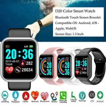 Smart Žiūrėti Moterims D20 Pro Fitness Smartwatch Širdies ritmo Monitorius Kraujo Spaudimas Sporto Sekimo Apyrankę, 