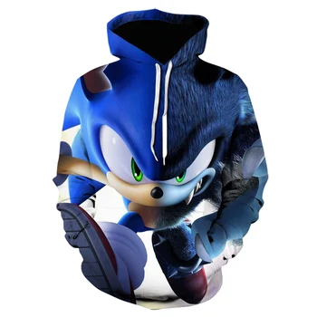 Sonic the Hedgehog ClothesTracksuits Mario Animacinių filmų hoodie Super Sonic berniukai 3d Atspausdintas hoodies Rudenį vyrų mados Palaidinukė