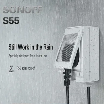 SONOFF S55 Vandeniui Wifi Smart Namų Elektros Lizdo, Laikmatis Lauko AU/ES/JK/JAV/ZA Žvakės PROGRAMĖLĖ Balsas Nuotolinio Valdymo pultas Veikia su Alexa