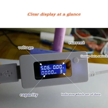 SONOVO USB dabartinis įtampos detektorius mobiliojo maitinimo baterijos talpos telefono kroviklis, testeris-LCD ekranas su 2A/1A apkrovos varža
