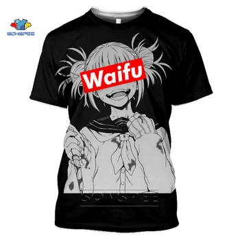 SONSPEE Japonijos Waifu Hentai Sexy Anime Girl Marškinėliai Moterims 3d Spausdinimo Vasaros Aestheic Harajuku Streetwear Marškinėliai vyriški Juodi Viršų