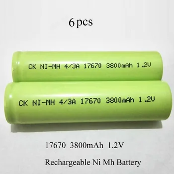 SORVESS 6pcs/12PCS 1.2 v 17670 4/3A Ni-Mh Baterija, 7/5A 3800mAh NiMh Baterijos siurblys Sweeper Medicinos Įranga