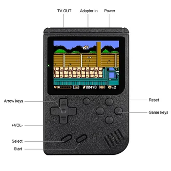 Spalva 3 Colių LCD Retro Nešiojamas Mini Nešiojamą Žaidimų Konsolę 8-Bitų įmontuota 400 Žaidimai Vaikams Spalva Žaidėjas