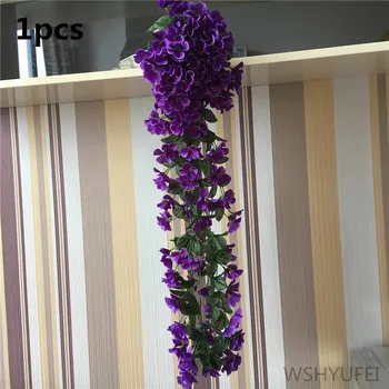 Spalvinga Dirbtinio Šilko Violetinė Ivy Pakabinkite Gėlę Girliandą Sienos Kabo Augalų Vestuves Sode Balkono Apdaila