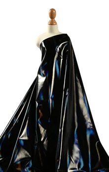 Spalvinga ryškių black pu Vaivorykštė kino audinio Veidrodis, atspindintis drabužių vandeniui Dizaineris Žemyn striukė odos audinio