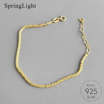 Springlight Naujas Nekilnojamojo 925 Sterlingas Sidabro Gypsophila Grandinės Apyrankės Romantiška Aukso, Du Sidabro Spalvos Moteriškos Apyrankės Fine Jewelry