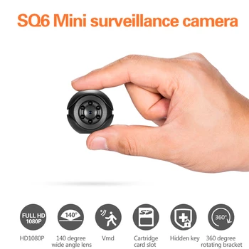 SQ6 Mini Kamera HD 1080P Naktinio Matymo 2MP, Mini Stebėjimo Kamera Naktinio Judesio įmontuota Baterija Nešiojamas Mini vaizdo Kamera