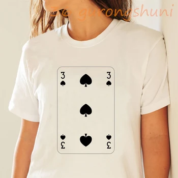 Stalviršiai, kortų skaičius 3 grafinis t marškinėliai tees Pokerio kortų 3 spausdinimo marškinėlius kortelės goth marškinėliai moterims estetinės drabužių streetwear
