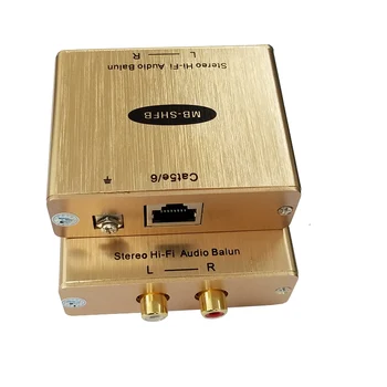 Stereo RCA Audio Balun Extender Per vieną Cat 5e/6 Kabelis Iki 1KM Su 2KV Apsauga nuo Viršįtampių
