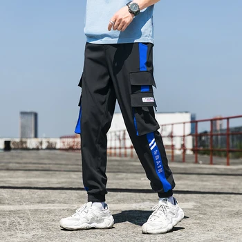 Streetwear Mens Hip-Hop Bėgiojimo Kelnės Atsitiktinis Vyrų Kelnės Didelis Dydis Prarasti Sweatpants Vyrų 2020 Naujas Multi Pocket Haremo Kelnės 5XL