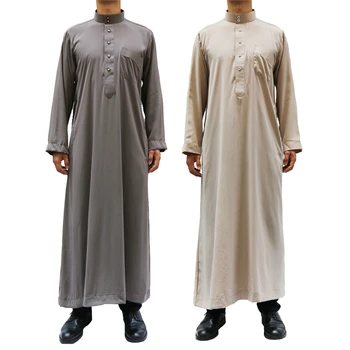 Suaugusiųjų Abaja Musulmonų Vyras Islamo Drabužių Jubba Thobe Kurta Pakistano Vakarinę Suknelę Arabų Tradicinį Ramadano Chalatai Ilgomis Rankovėmis