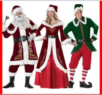Suaugusiųjų Kalėdų Senelio Kostiumas Tiktų Pliušinis Tėvas Išgalvotas Drabužius Kalėdos Cosplay Rekvizitai Vyrų Kalėdų Prestižinių Moterų Santa kostiumas