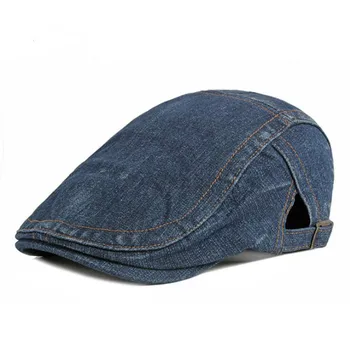 Suaugusiųjų unisex reguliuojamas paprasto džinsinio beretė moterims, vyrams tuščią jean butas newsboy bžūp pavasario vasaros saulės skrybėlę kaulų