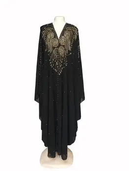 Super Dydžio Afrikos Suknelės Moterims Dashiki Diamond Granulių Afrikos Drabužius Abaja Dubajus Skraiste Vakarą Ilgai Musulmonų Suknelė su Gobtuvu Cape
