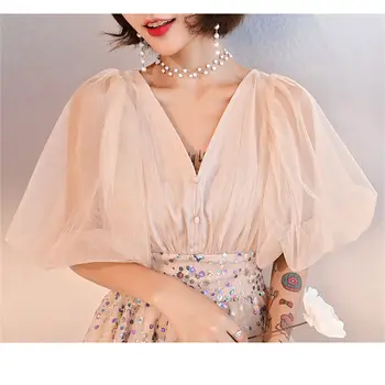 Tai YiiYa Kokteilių Suknelė 2019 V-Kaklo, Trumpas Moterų vakarėlis Suknelės Elegantiškas Seuiqns Plius Dydžio Mini Vestidos De Gala E796